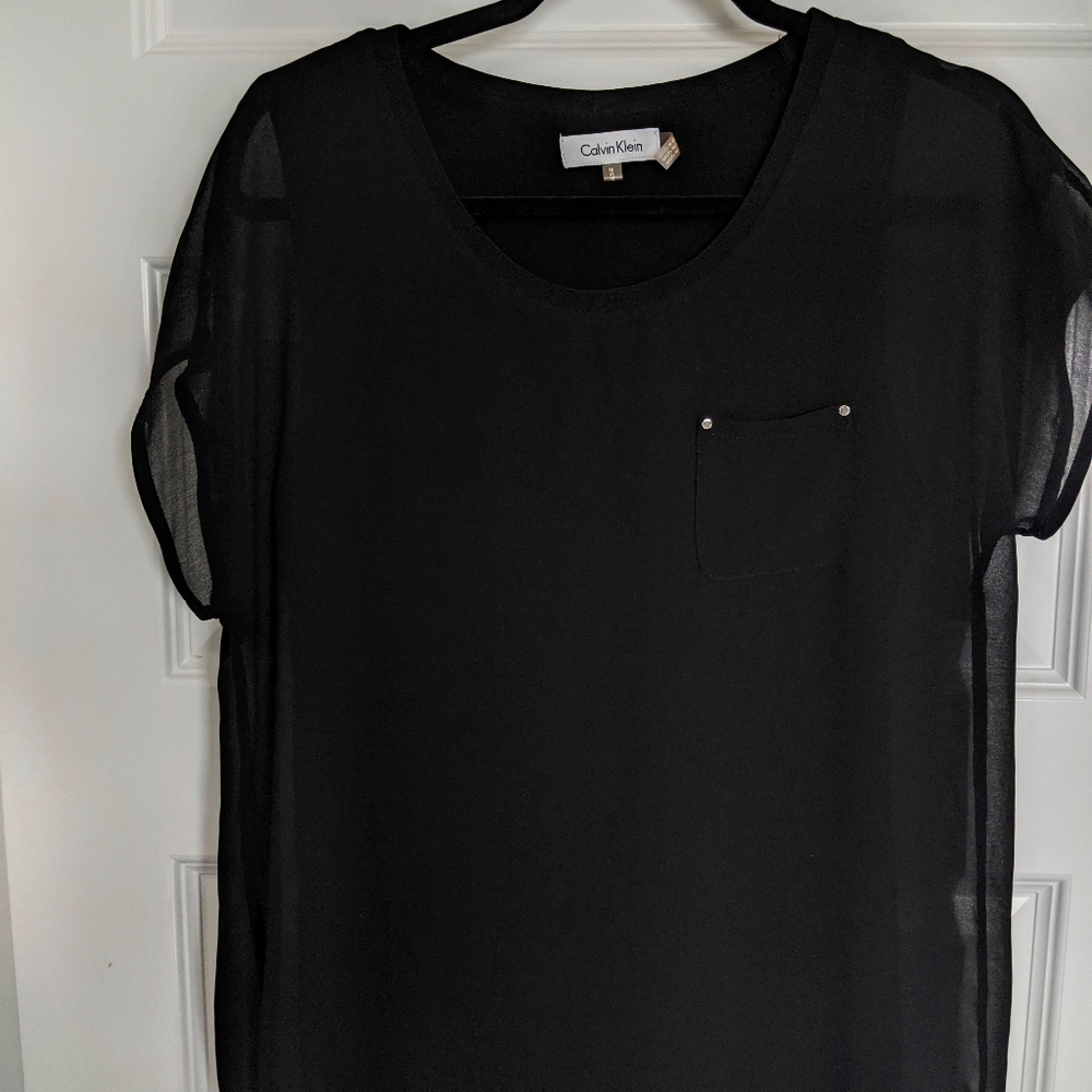 Calvin Klein Short Sleeved Sheer Top